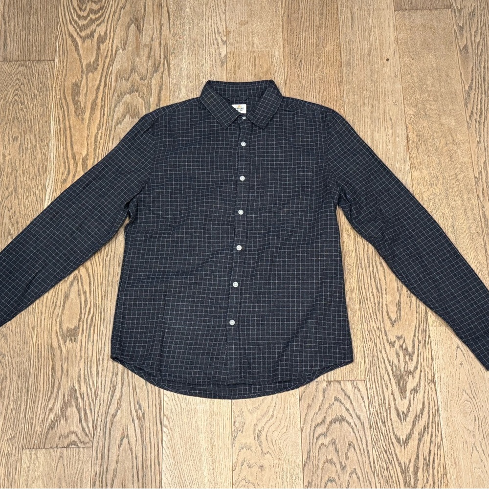 Marine Layer Men's Dark Gray Checkered Button Down Shirt